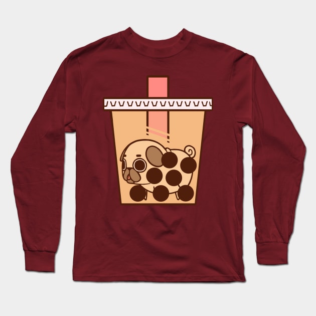 Bubble Tea Puglie Long Sleeve T-Shirt by Puglie Pug 